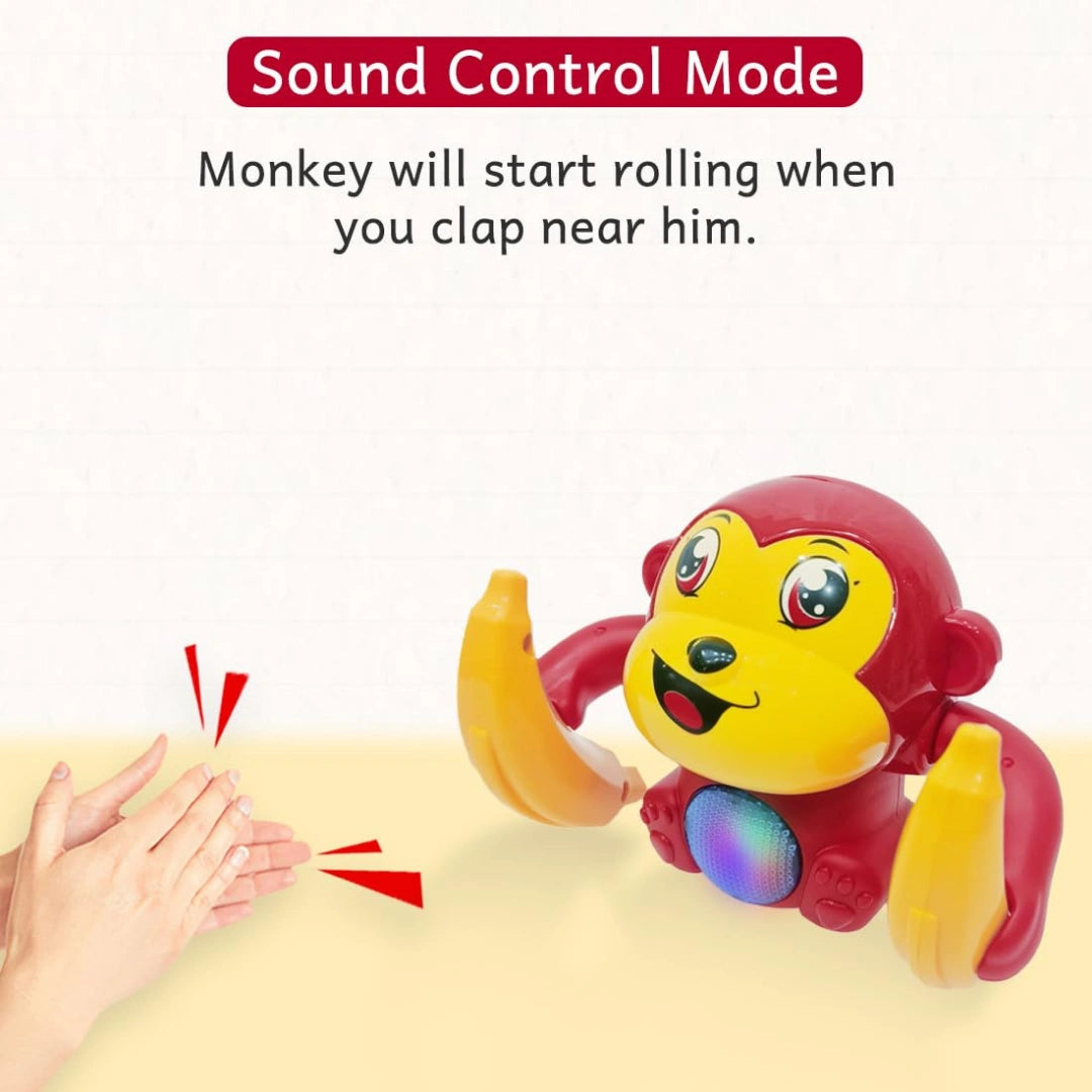 Tumbling Monkey Electric Musical Toy for Kids with Lights and Music, Battery-Operated