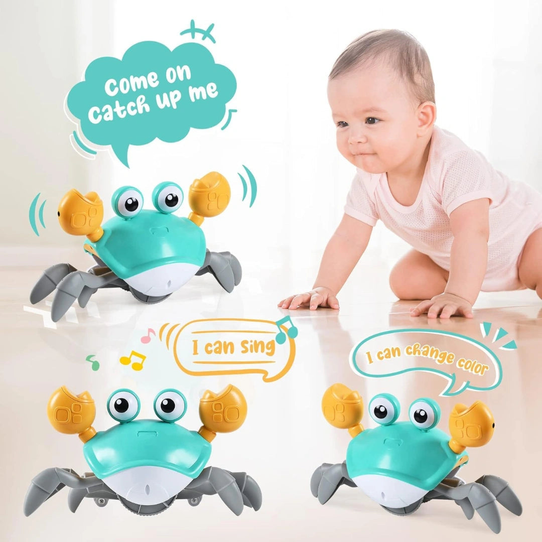 Crawl & Learn Crab - Tummy Time Educational Toy (USB Rechargeable)